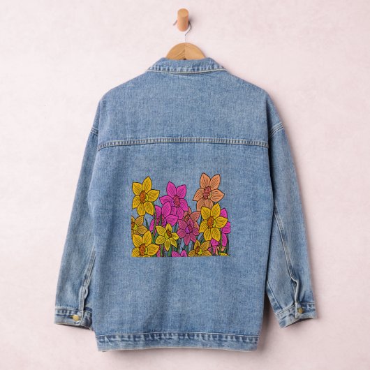 Kleurrijke Daffodils Bloemen Ontwerp Denim Jacket (Hangar)