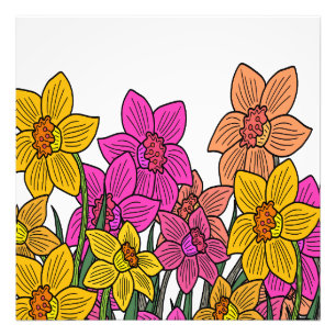 Kleurrijke Daffodils Bloemen Ontwerp Foto Afdruk