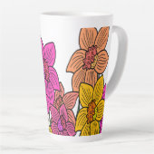 Kleurrijke Daffodils Bloemen Ontwerp Latte Mok (Rechterhoek)