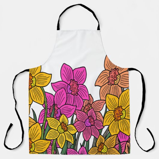 Kleurrijke Daffodils Bloemen Ontwerp Schort (Voorkant)