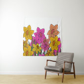 Kleurrijke Daffodils Bloemen Ontwerp Wandkleed (In situ)