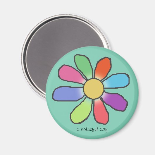 KLEURRIJKE DAG Grafische bloem op elke kleur Magneet (Voorkant / Achterkant)