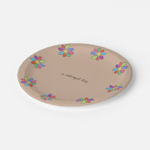 KLEURRIJKE DAG Grafische bloemen op elke kleur Papieren Bordje