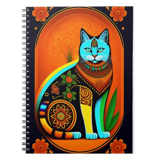 Kleurrijke dag van de dode kat kunst notitieboek (Voorkant)