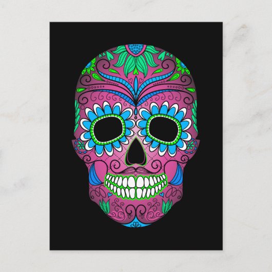 Kleurrijke dag van de dode suikerschedel briefkaart (Voorkant)