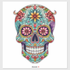 Kleurrijke dag van de dode suikerschedel Grote Sticker