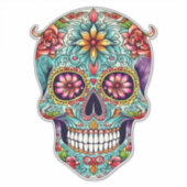 Kleurrijke dag van de dode suikerschedel Grote Sticker (Voorkant)