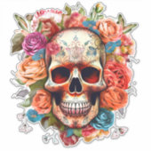 Kleurrijke dag van de dode suikerschedel Grote Sticker (Voorkant)