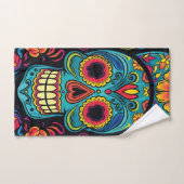 Kleurrijke dag van de dode suikerschedel Halloween Bad Handdoek (Handdoek)