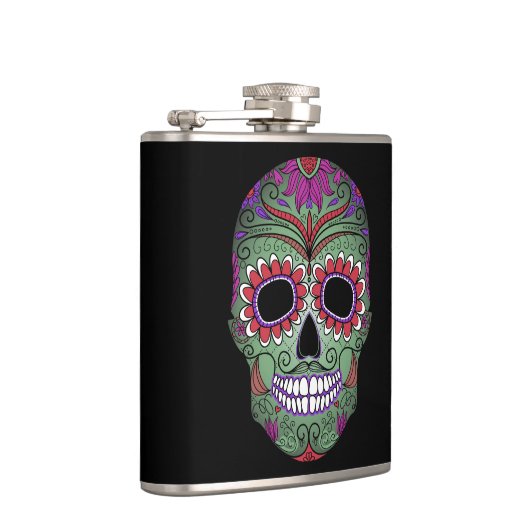 Kleurrijke dag van de dode suikerschedel heupfles (Rechts)