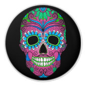 Kleurrijke dag van de dode suikerschedel keramische knop (Voorkant)