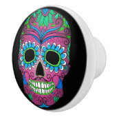 Kleurrijke dag van de dode suikerschedel keramische knop (Rechts)