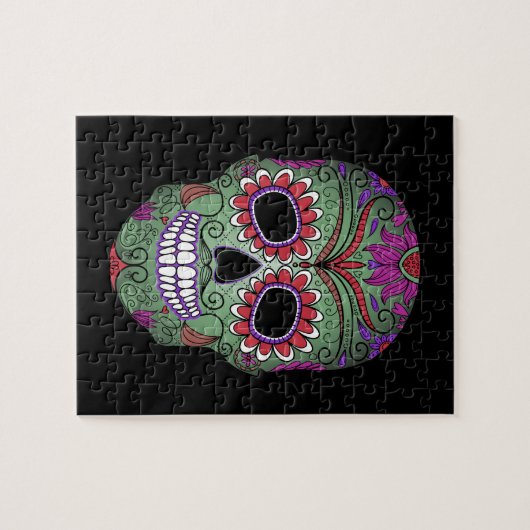 Kleurrijke dag van de dode suikerschedel legpuzzel (Horizontaal)