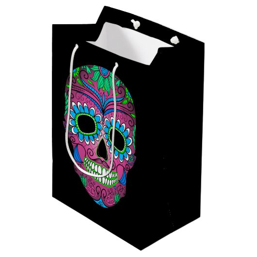 Kleurrijke dag van de dode suikerschedel medium cadeauzakje (Voorkant Gekanteld)