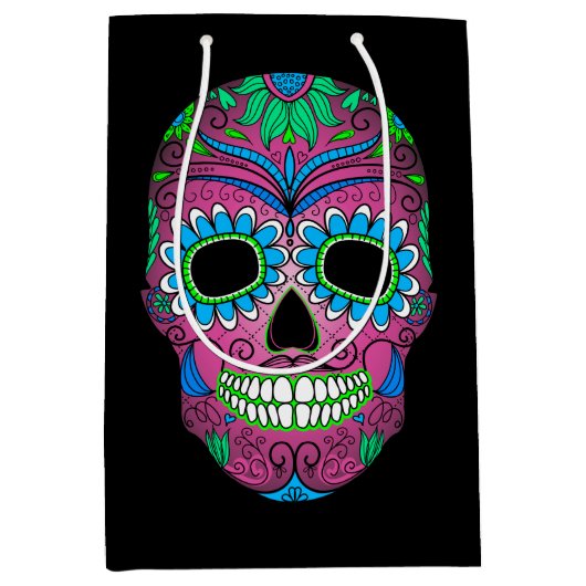 Kleurrijke dag van de dode suikerschedel medium cadeauzakje (Voorkant)