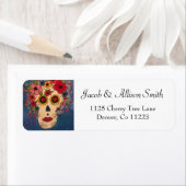 Kleurrijke dag van de dode suikerschedel met bloem etiket (Insitu)