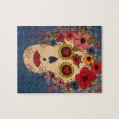 Kleurrijke dag van de dode suikerschedel met bloem legpuzzel (Horizontaal)