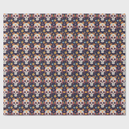 Kleurrijke dag van de dode suikerschedel naadloos  cadeaupapier (Vlak)