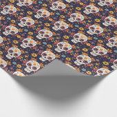Kleurrijke dag van de dode suikerschedel naadloos  cadeaupapier (Hoek)