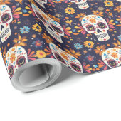 Kleurrijke dag van de dode suikerschedel naadloos  cadeaupapier (Rol Hoek)