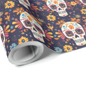 Kleurrijke dag van de dode suikerschedel naadloos  cadeaupapier (Rol Hoek)
