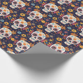 Kleurrijke dag van de dode suikerschedel naadloos cadeaupapier (Hoek)