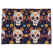 Kleurrijke dag van de dode suikerschedel naadloos groot cadeauzakje (Voorkant)