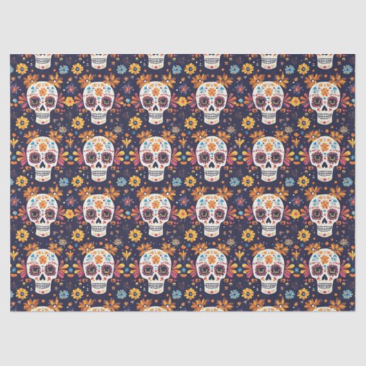 Kleurrijke dag van de dode suikerschedel naadloos  tissuepapier (Voorkant)