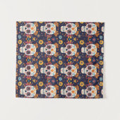 Kleurrijke dag van de dode suikerschedel naadloos wandkleed (Voorkant (horizontaal))