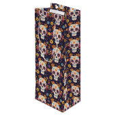 Kleurrijke dag van de dode suikerschedel naadloos  wijn cadeautas (Achterkant Gekanteld)