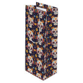 Kleurrijke dag van de dode suikerschedel naadloos  wijn cadeautas (Voorkant Gekanteld)