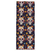 Kleurrijke dag van de dode suikerschedel naadloos  wijn cadeautas (Voorkant)