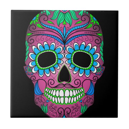 Kleurrijke dag van de dode suikerschedel tegeltje (Voorkant)