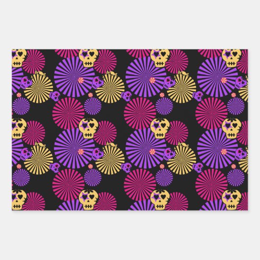 Kleurrijke dag van de dode suikerschedels inpakpapier vel (Voorkant 2)