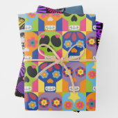 Kleurrijke dag van de dode suikerschedels inpakpapier vel (In situ)