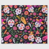 Kleurrijke dag van het dode patroon cadeaupapier (Vlak)