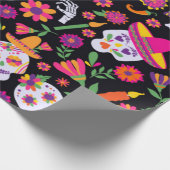 Kleurrijke dag van het dode patroon cadeaupapier (Hoek)