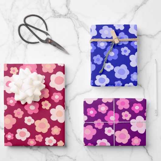 Kleurrijke dagen Floral Bright Bold Retro Cute Inpakpapier Vel (Voorkant)