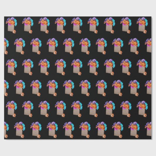 Kleurrijke dagen in bruine tas cadeaupapier (Vlak)