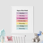 Kleurrijke Dagen van de Week Educatief Poster<br><div class="desc">Maak leren leuk en boeiend met het "Kleurrijke Dagen van de Week Educatief Poster." Dit levendige en opvallende poster is elke dag van de week voorzien van vetgedrukte, kleurrijke letters, ontworpen om de aandacht en interesse van jonge studenten te vangen. De felle kleuren en het speelse ontwerp maken het een...</div>