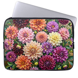 Kleurrijke Dahlia Bloemen Laptop Sleeve
