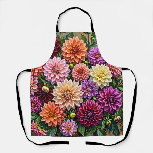 Kleurrijke Dahlia Bloemen Schort (Voorkant)