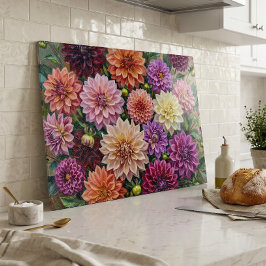 Kleurrijke Dahlia Bloemen Snijplank