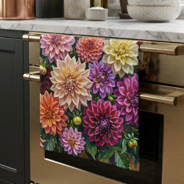 Kleurrijke Dahlia Bloemen Theedoek