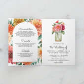 Kleurrijke Dahlia Bloemstuk Mason Jar QR Code Huwe (Binnen)