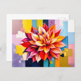 Kleurrijke Dahlia in moderne Abstracte stijl Feestdagenkaart