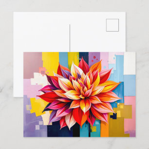 Kleurrijke Dahlia in moderne Abstracte stijl Feestdagenkaart