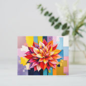 Kleurrijke Dahlia in moderne Abstracte stijl Feestdagenkaart (Staand voorkant)