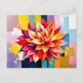 Kleurrijke Dahlia in moderne Abstracte stijl Feestdagenkaart (Voorkant)