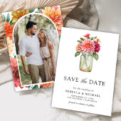 Kleurrijke Dahlia Mason Jar foto bruiloft Save The Date